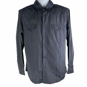 Buffalo Country Blue Iridescent Stripe Western Rodeo Club Shirt Pearl Snap M